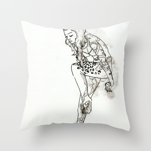 What about a throw pillow for your chair with some original art, like this one by former Offbeat Home editor Cat Rocketship?