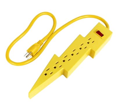 A lightning bolt power strip