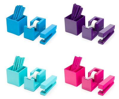 These desk accessory sets come in nine different colours!