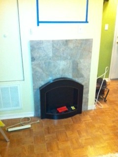 Fireplace in front of marble to get and idea of how it will look