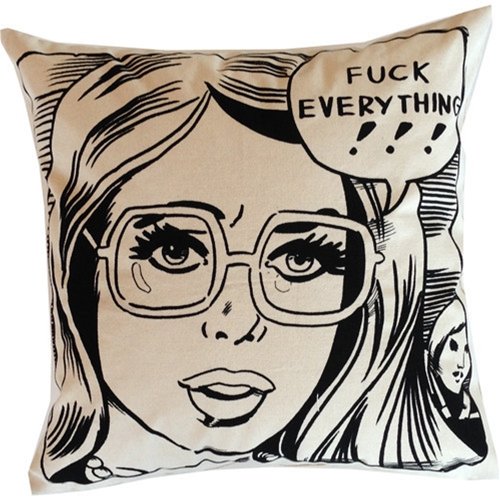 Fuck Everything Comic Art Throw Pillow
