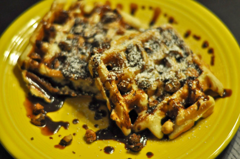 nutella waffles with candied walnuts