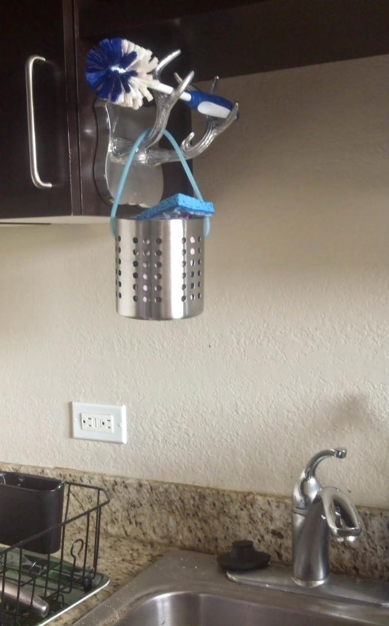 kitchen sink organizer made of antlers
