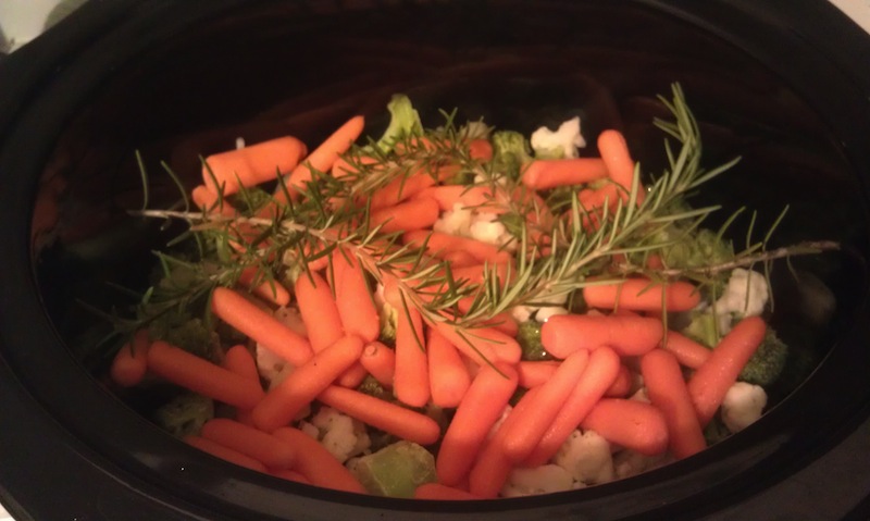 Italian chicken in the  slow cooker vegetables