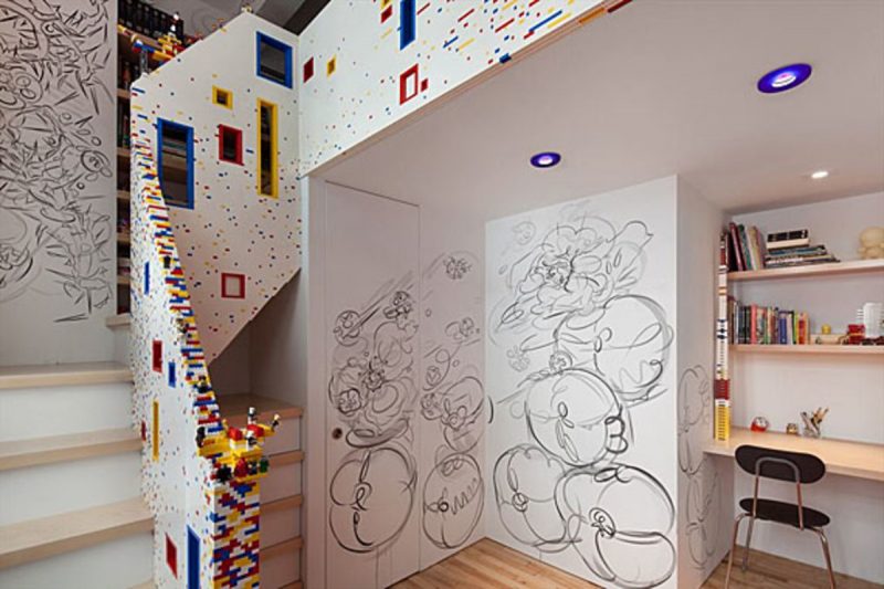 marks caride residence stairway railing made of lego bricks by i beam design architecture 5