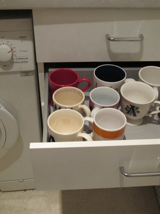 mugs in a drawer