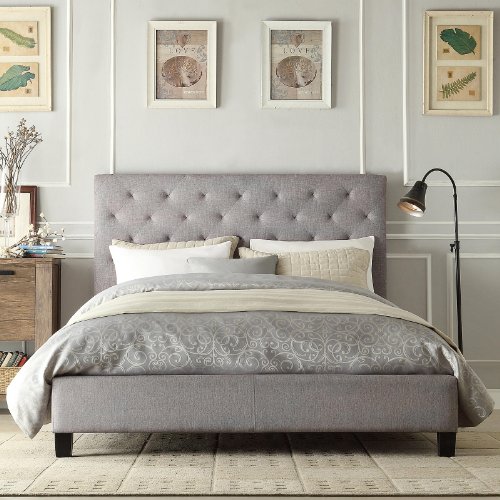 Snuggle up in the stormy day-themed bedroom • Offbeat Home & Life