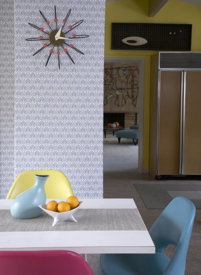 You may not be able to update your rental, but you can use your money to go crazy on the vintage decor, like this temporary wall paper.
