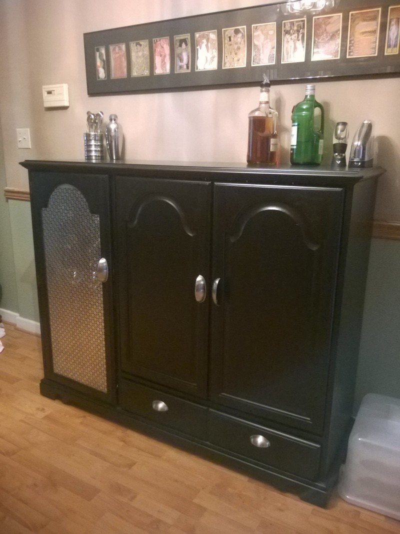DIY bar from a media cabinet