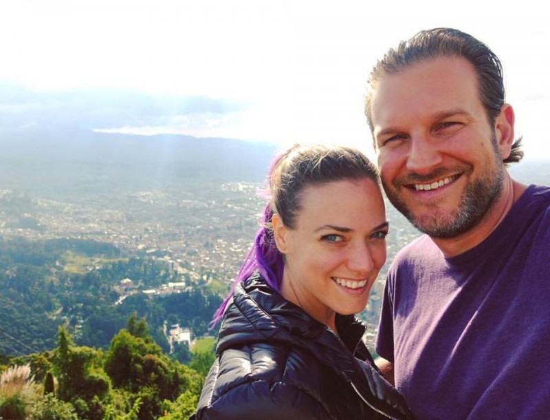My boyfriend Mike and mahself, high atop Monserrate -- overlooking the city of Bogota.