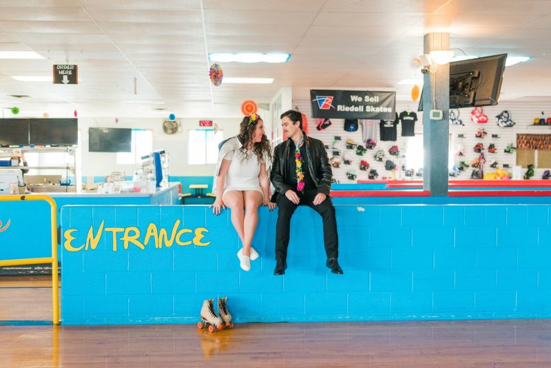 Throwback style for days with these retro roller skating party photos (with an engagement shoot!)