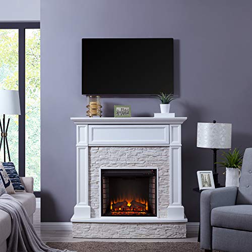 Tall fireplace with fireplace w faux stone surround offbeathome - I found the best big electric fireplaces for large spaces Tall fireplace with fireplace w faux stone surround offbeathome